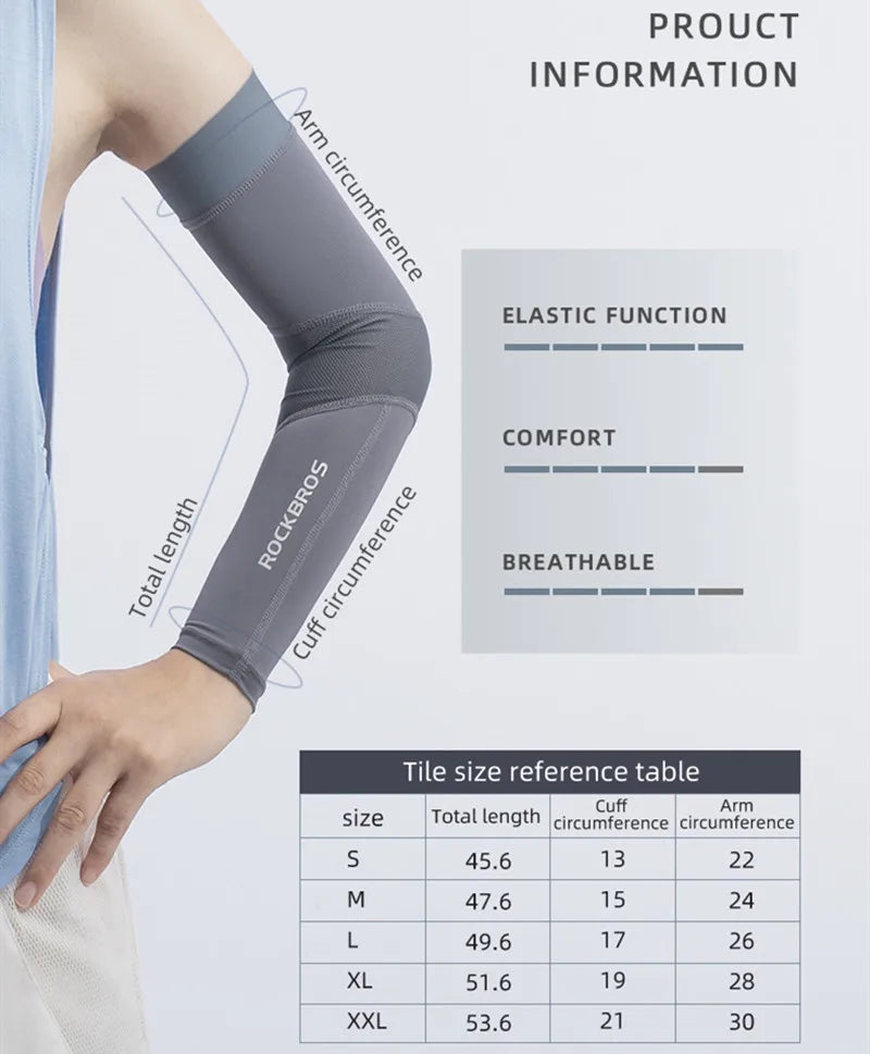 ROCKBROS Ice Fabric Arm Sleeves - UV Protection, Breathable, High Elastic Cycling & Sports Gear