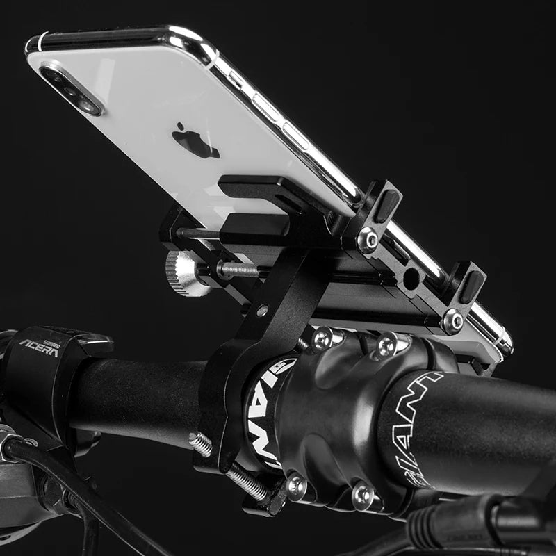 ROCKBROS CNC Aluminum Alloy Bike Phone Holder – 360° Rotating Mechanical Smartphone Mount