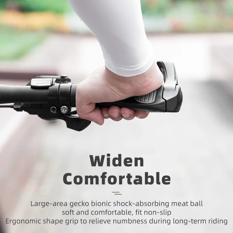 ROCKBROS MTB Handlebar Grips – Shockproof, Adjustable Rubber Grips with Aluminum Alloy Lock