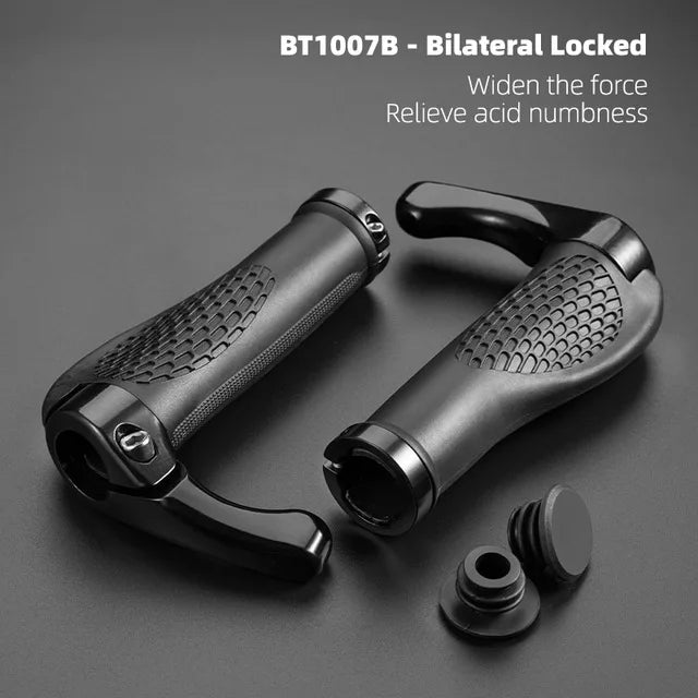 ROCKBROS MTB Handlebar Grips – Shockproof, Adjustable Rubber Grips with Aluminum Alloy Lock