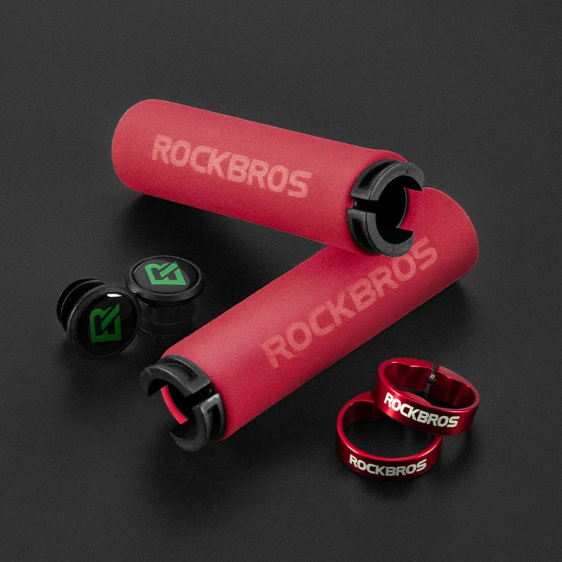 ROCKBROS MTB Silicone & Sponge Handlebar Grips, Anti-Skid, Shock-Absorbing, Ultra-Light Cycle Grips