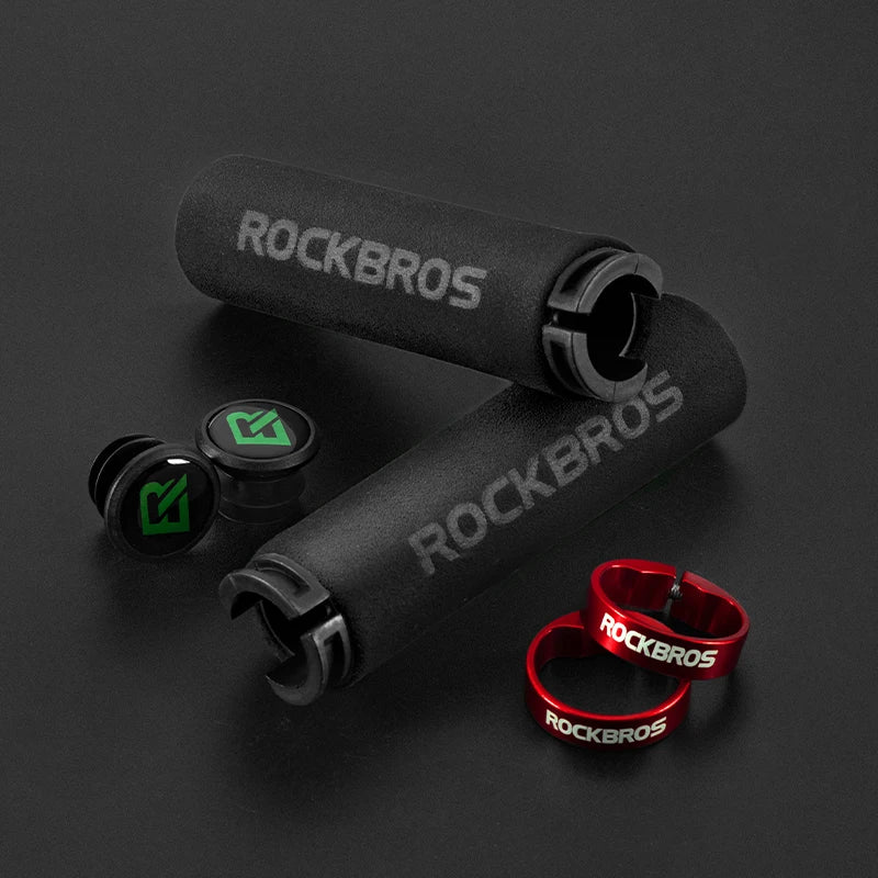 ROCKBROS MTB Silicone & Sponge Handlebar Grips, Anti-Skid, Shock-Absorbing, Ultra-Light Cycle Grips