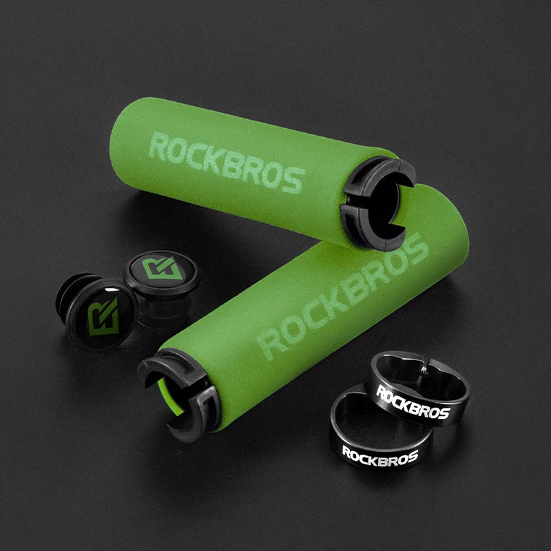 ROCKBROS MTB Silicone & Sponge Handlebar Grips, Anti-Skid, Shock-Absorbing, Ultra-Light Cycle Grips