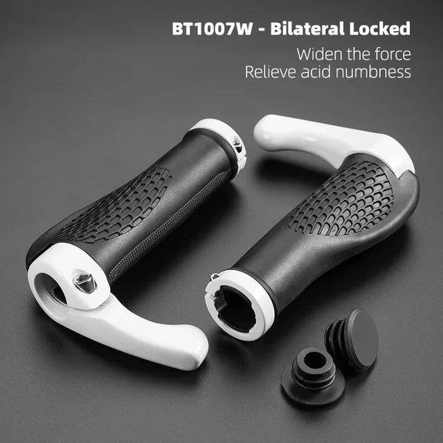 ROCKBROS MTB Handlebar Grips – Shockproof, Adjustable Rubber Grips with Aluminum Alloy Lock