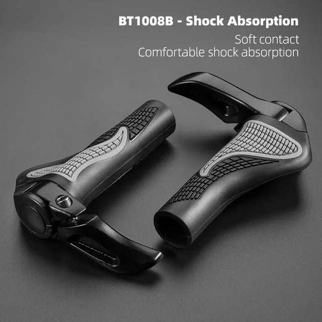 ROCKBROS MTB Handlebar Grips – Shockproof, Adjustable Rubber Grips with Aluminum Alloy Lock