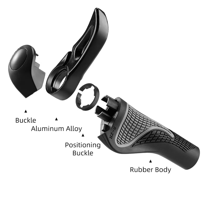 ROCKBROS MTB Handlebar Grips – Shockproof, Adjustable Rubber Grips with Aluminum Alloy Lock