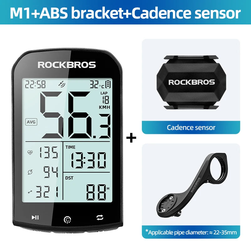 ROCKBROS GPS Cycling Computer – Bluetooth ANT+ Waterproof Bike Speedometer & Stopwatch