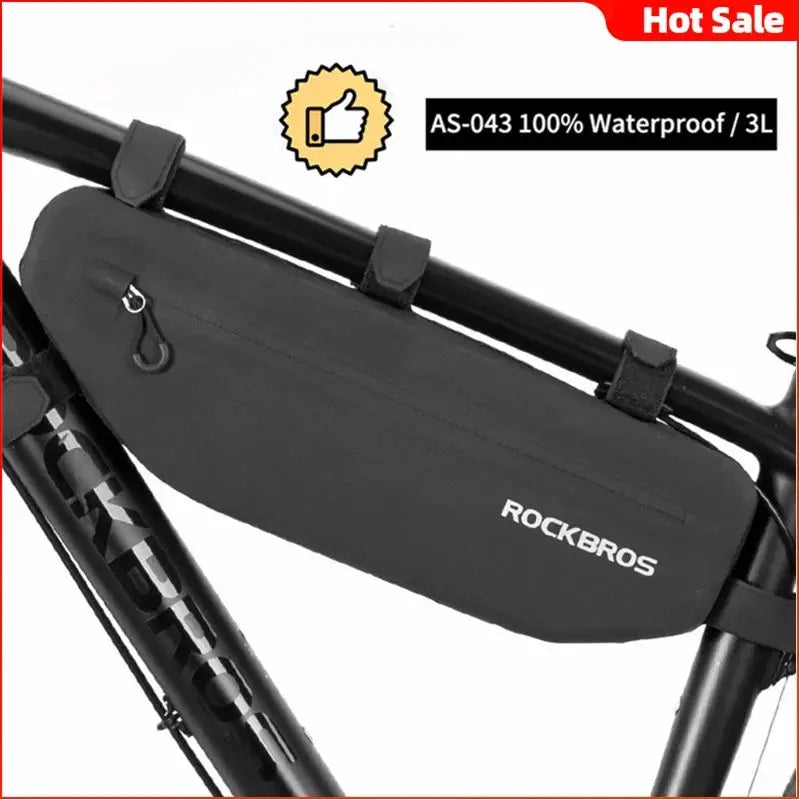 ROCKBROS Waterproof Top Tube Bike Bag - 3L Cycling Frame Pannier for MTB & Road Bikes Triangle Bag