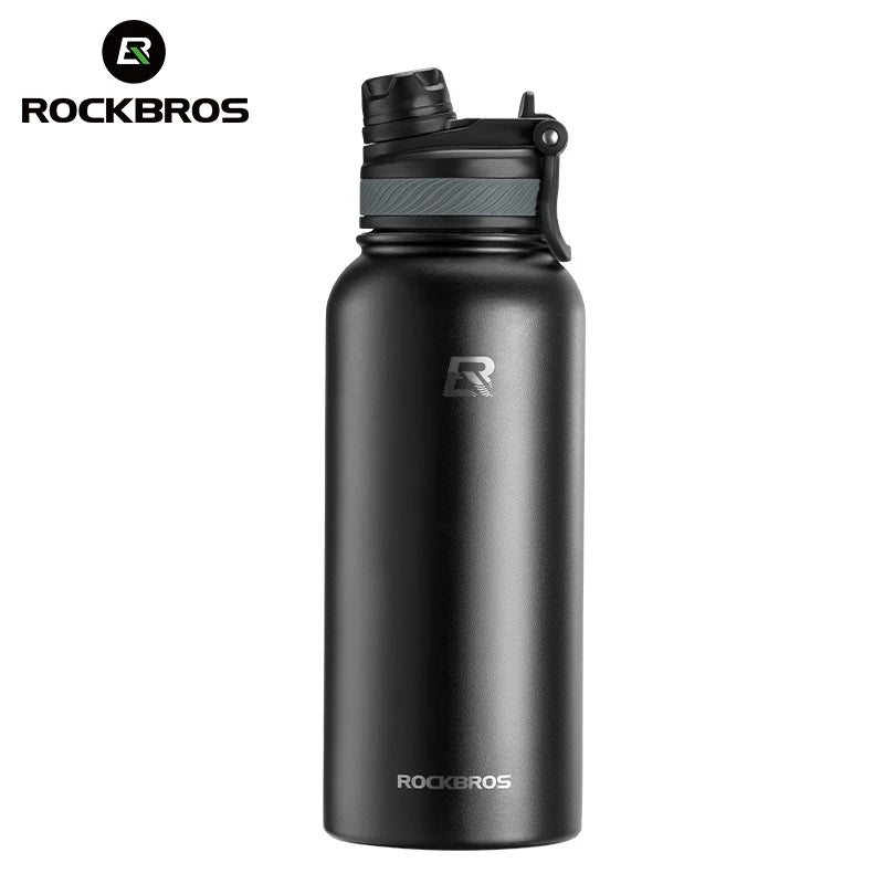 ROCKBROS 1L Thermal Water Bottle – 304 Stainless Steel Insulated Sports Bottle for Hiking & Cycling