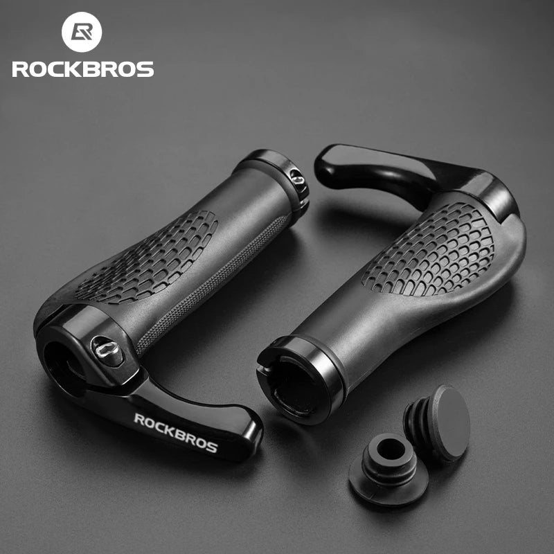 ROCKBROS MTB Handlebar Grips – Shockproof, Adjustable Rubber Grips with Aluminum Alloy Lock