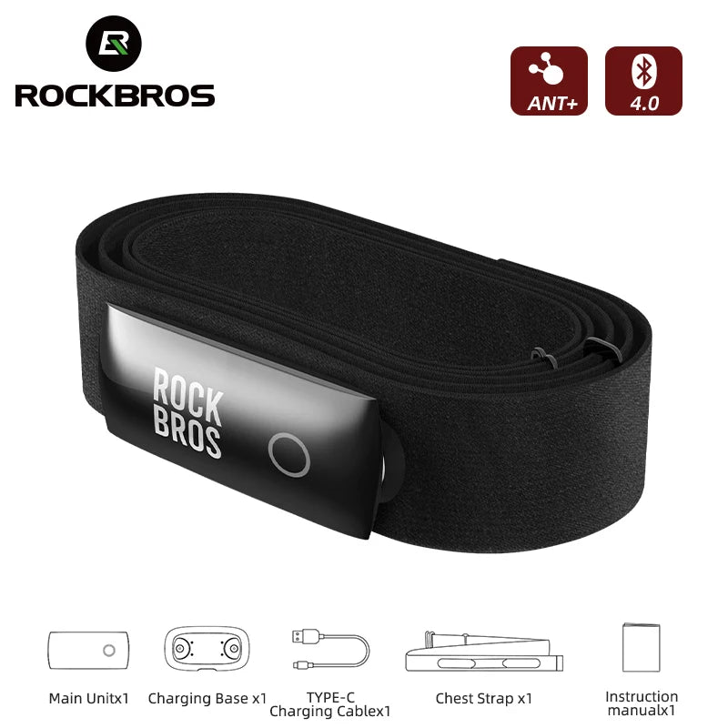 ROCKBROS H828 Heart Rate Sensor – Bluetooth & ANT+ HR Monitor with Waterproof Chest Strap, Bike Belt