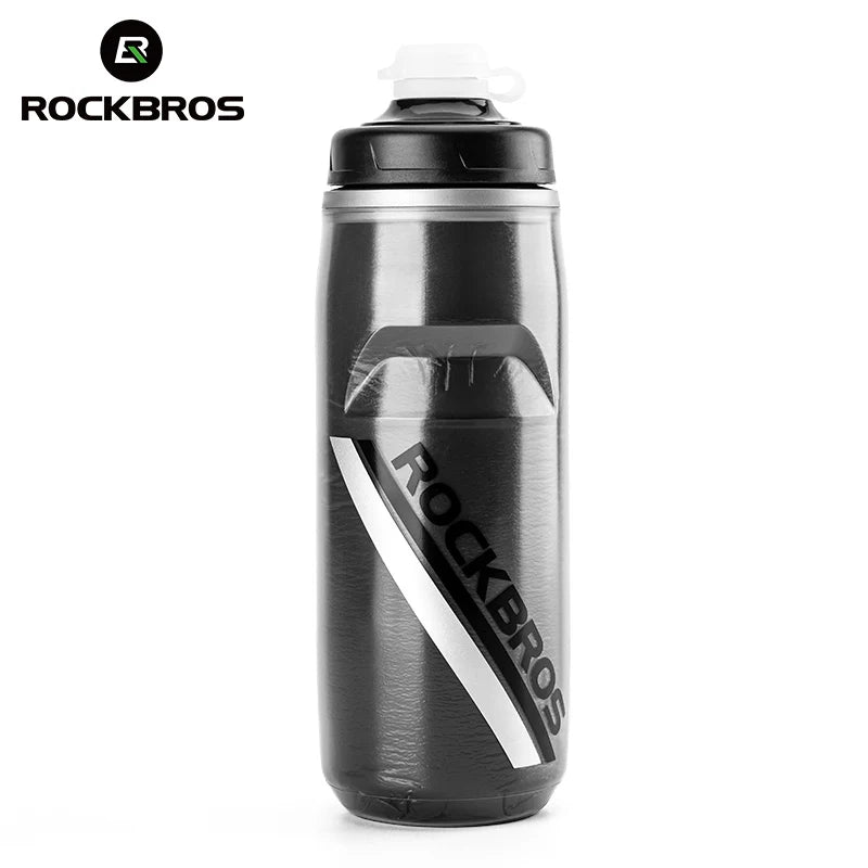 ROCKBROS 620ml Insulated Cycling Water Bottle - Portable Thermal Silicone Bottle for Fitness