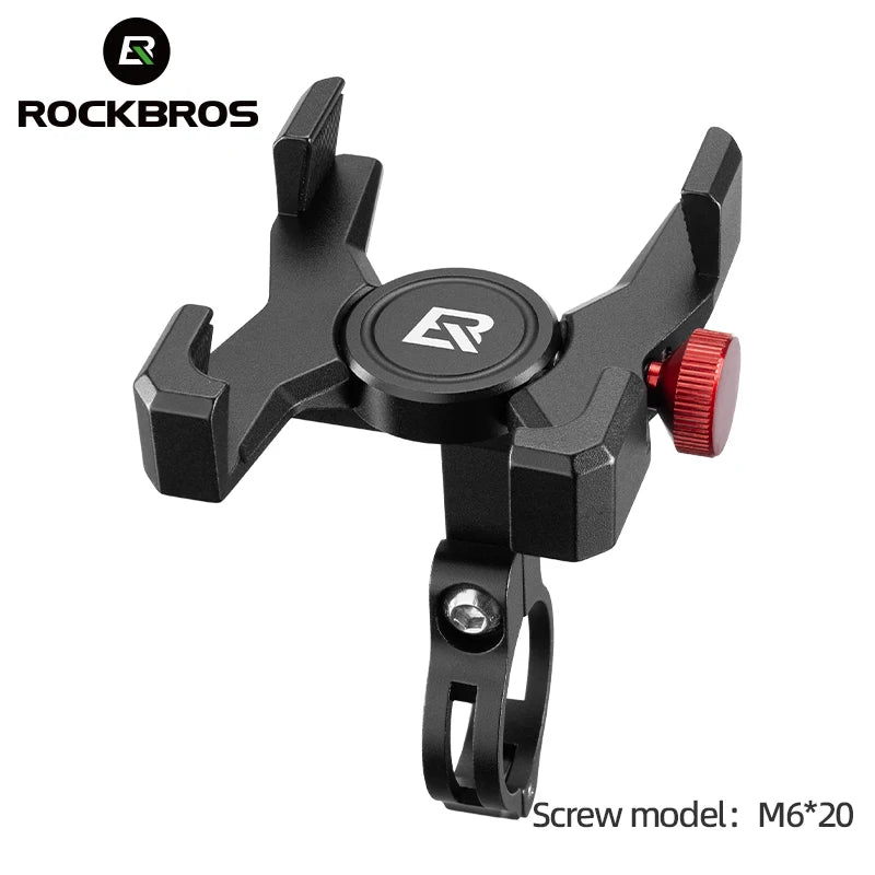 ROCKBROS Bike Phone Holder – Aluminum Alloy Bracket with Anti-Slip Cushioning for 4.7-7.09" Phones