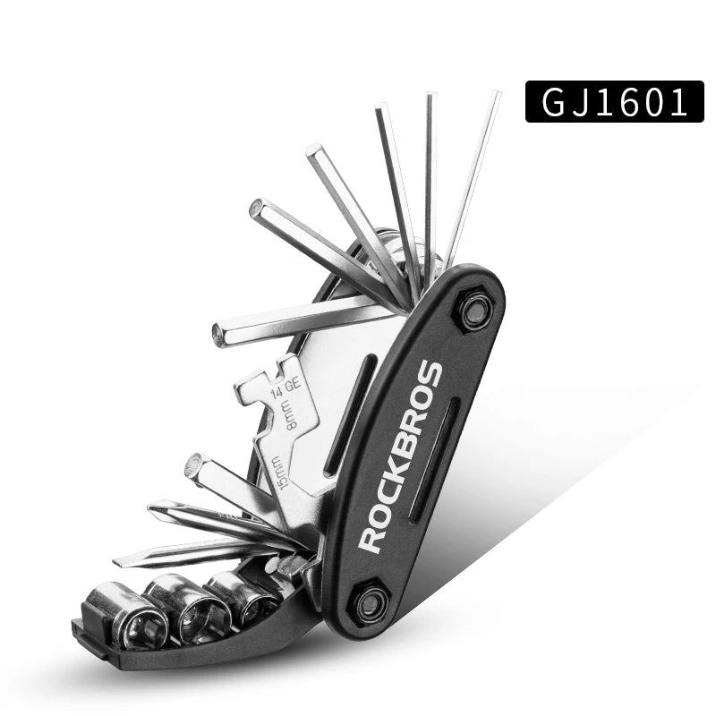 ROCKBROS 16-in-1 Bicycle Multi-Tool Kit – Repair Tool Set with Hex Wrench, Screwdriver & Spoke Tools