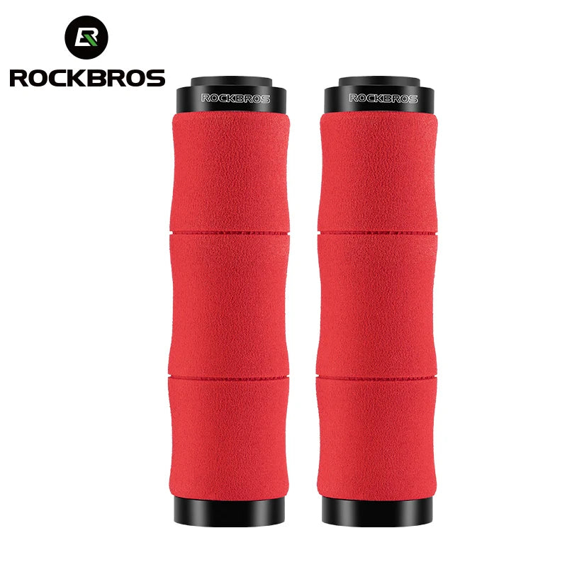 ROCKBROS Shockproof Bamboo Joint Bike Handlebar Grips – Soft EVA Cycling Grips with Dust Plugs