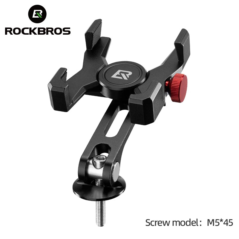 ROCKBROS Bike Phone Holder – Aluminum Alloy Bracket with Anti-Slip Cushioning for 4.7-7.09" Phones