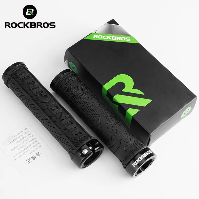 ROCKBROS MTB Bike Grips – Soft 3D Anti-Skid Lock-On Handlebar Grips, TPR Rubber, Aluminum Alloy