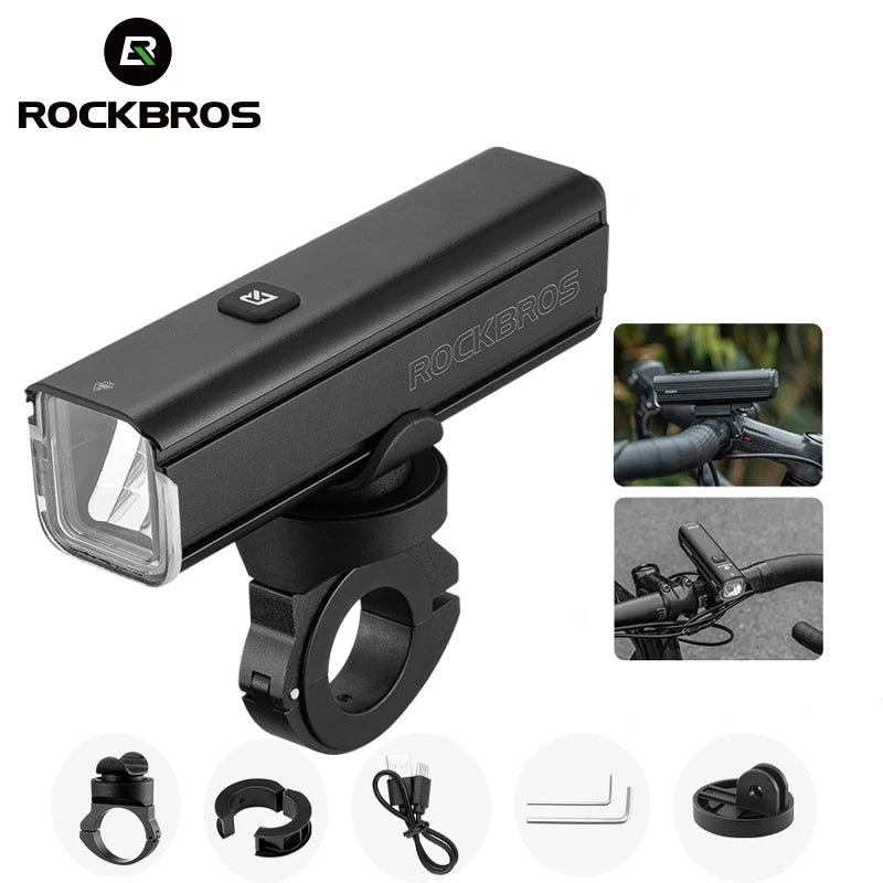 ROCKBROS 1000LM Bicycle Light - IPX6 Waterproof, 4500mAh Rechargeable Bike Front Lamp, Type-C