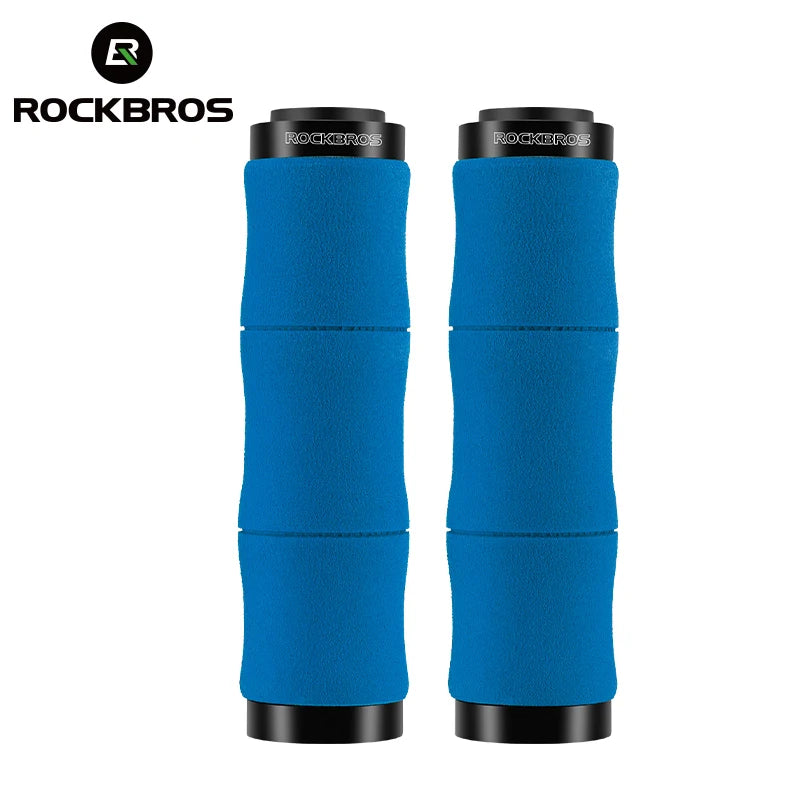 ROCKBROS Shockproof Bamboo Joint Bike Handlebar Grips – Soft EVA Cycling Grips with Dust Plugs