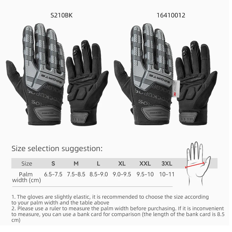 ROCKBROS Shockproof Full-Finger Cycling Gloves with SBR Gel Padding, Touchscreen Winter Sport Gloves