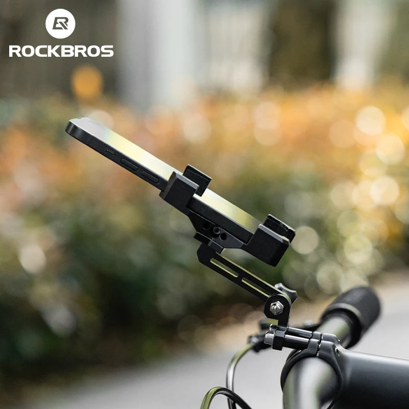 ROCKBROS Bike Phone Holder – Aluminum Alloy Bracket with Anti-Slip Cushioning for 4.7-7.09" Phones