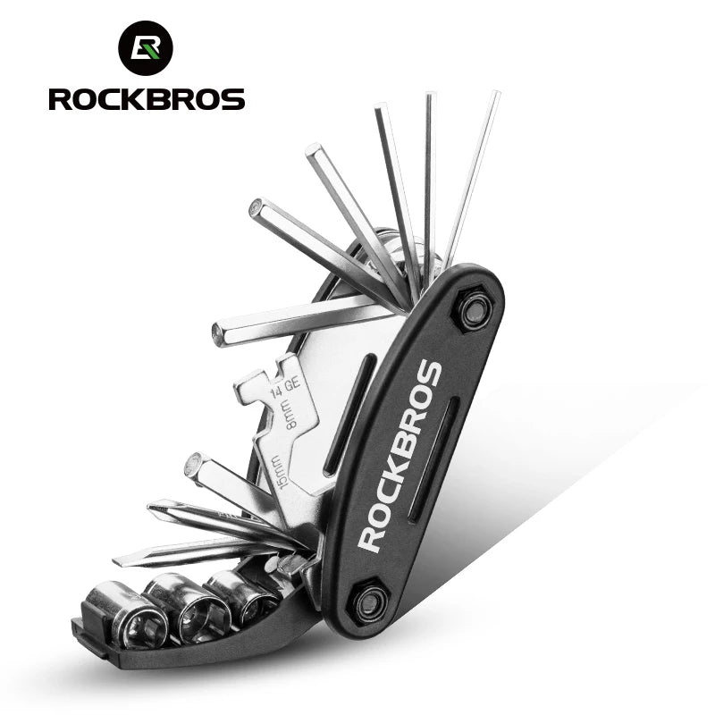 ROCKBROS 16-in-1 Bicycle Multi-Tool Kit – Repair Tool Set with Hex Wrench, Screwdriver & Spoke Tools