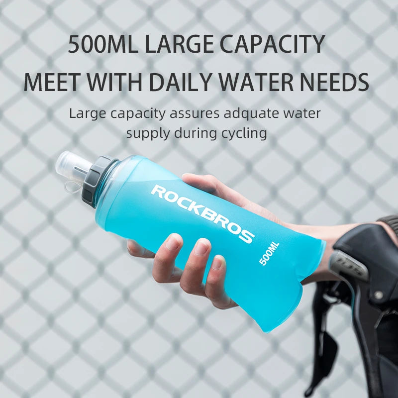 ROCKBROS 500ML Soft Cycling Water Bottle – Lightweight, Foldable, Portable Sports Kettle