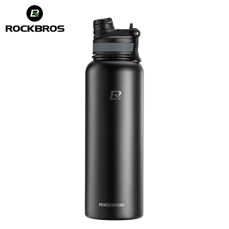 ROCKBROS 1L Thermal Water Bottle – 304 Stainless Steel Insulated Sports Bottle for Hiking & Cycling