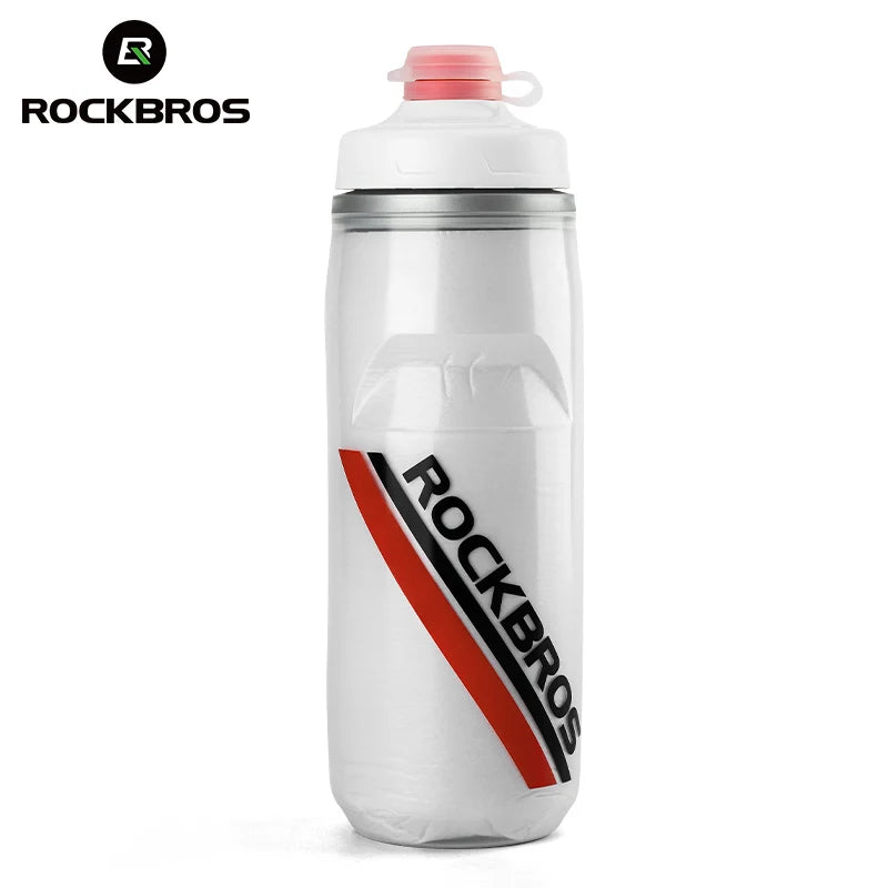 ROCKBROS 620ml Insulated Cycling Water Bottle - Portable Thermal Silicone Bottle for Fitness