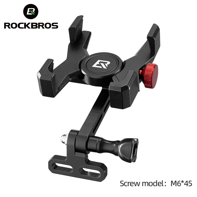 ROCKBROS Bike Phone Holder – Aluminum Alloy Bracket with Anti-Slip Cushioning for 4.7-7.09" Phones