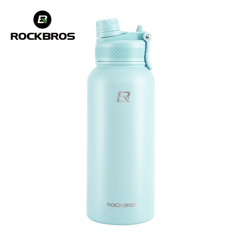 ROCKBROS 1L Thermal Water Bottle – 304 Stainless Steel Insulated Sports Bottle for Hiking & Cycling