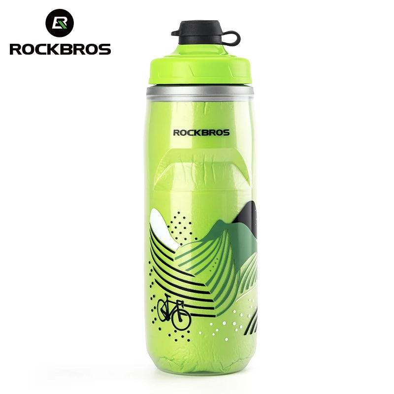 ROCKBROS 620ml Insulated Cycling Water Bottle - Portable Thermal Silicone Bottle for Fitness