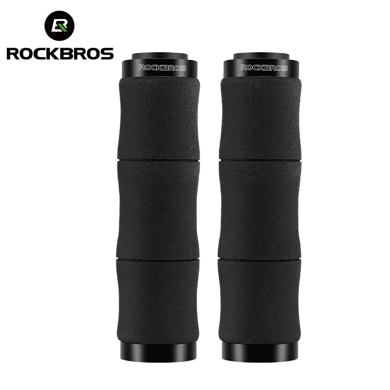 ROCKBROS Shockproof Bamboo Joint Bike Handlebar Grips – Soft EVA Cycling Grips with Dust Plugs