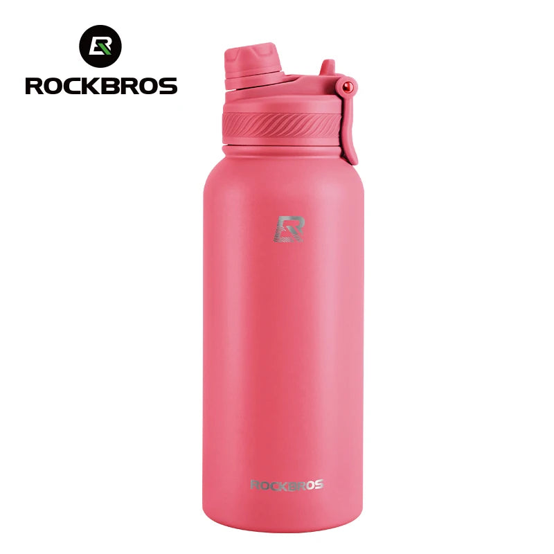 ROCKBROS 1L Thermal Water Bottle – 304 Stainless Steel Insulated Sports Bottle for Hiking & Cycling