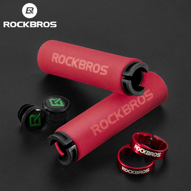 ROCKBROS MTB Silicone & Sponge Handlebar Grips, Anti-Skid, Shock-Absorbing, Ultra-Light Cycle Grips