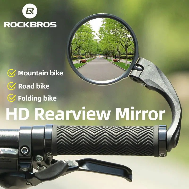 ROCKBROS HD Rearview Bike Mirror - 360° Adjustable MTB/Road Handlebar Mirror for Cycling Safety