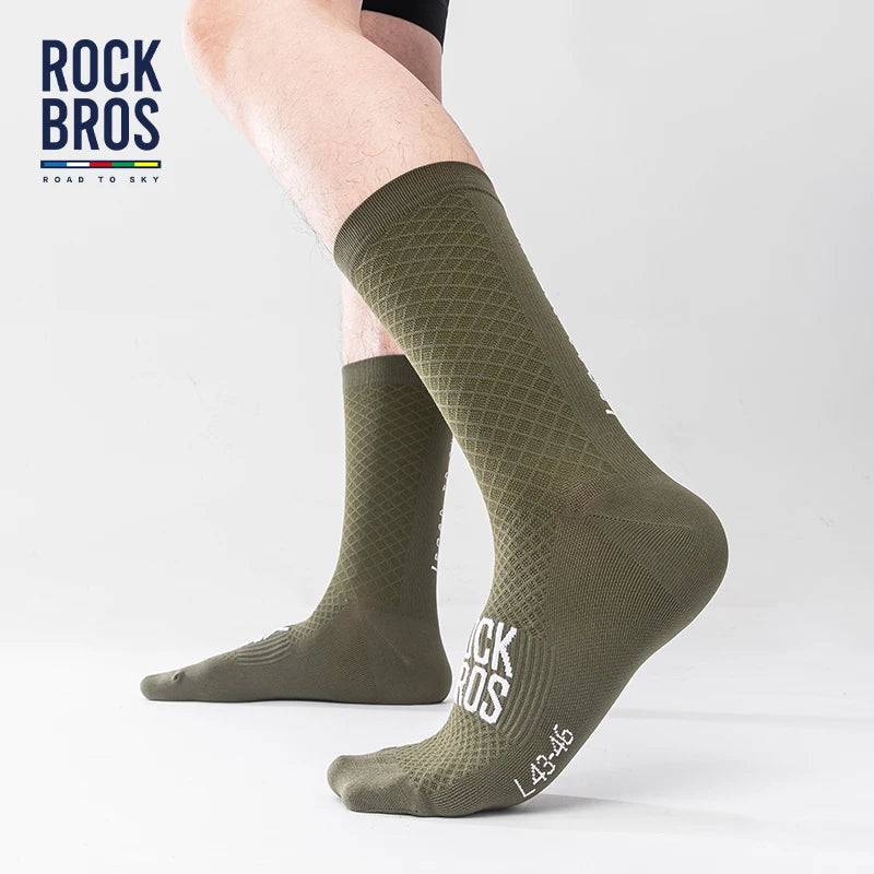 ROCKBROS Professional Cycling Socks - Breathable, High-Elastic, Shock-Absorbing, Knee-High Fit