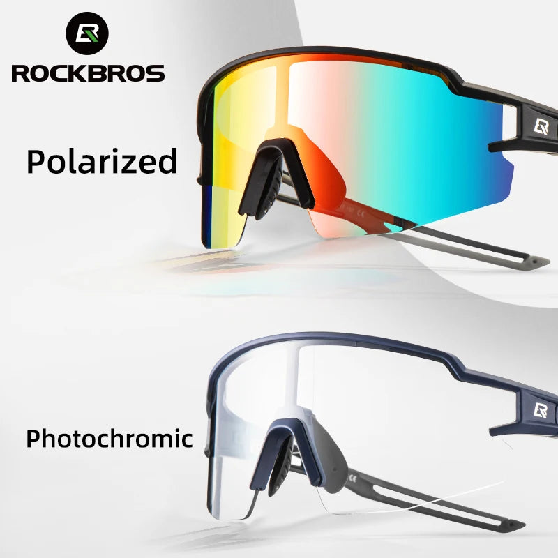 ROCKBROS Photochromic Cycling Glasses - Polarised, Built-in Myopia Frame, Sports Sunglasses, Unisex