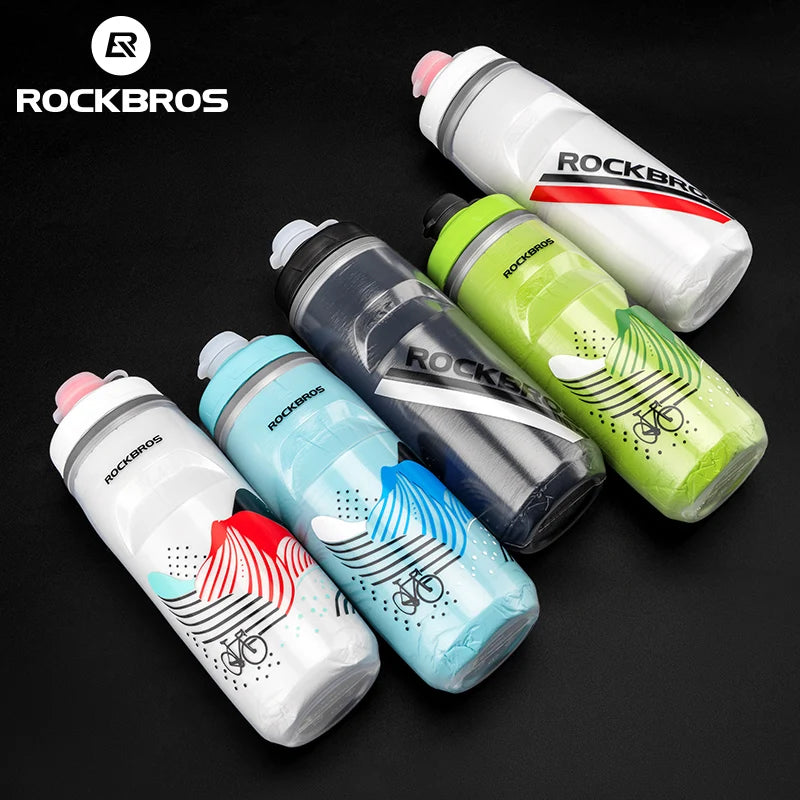 ROCKBROS 620ml Insulated Cycling Water Bottle - Portable Thermal Silicone Bottle for Fitness